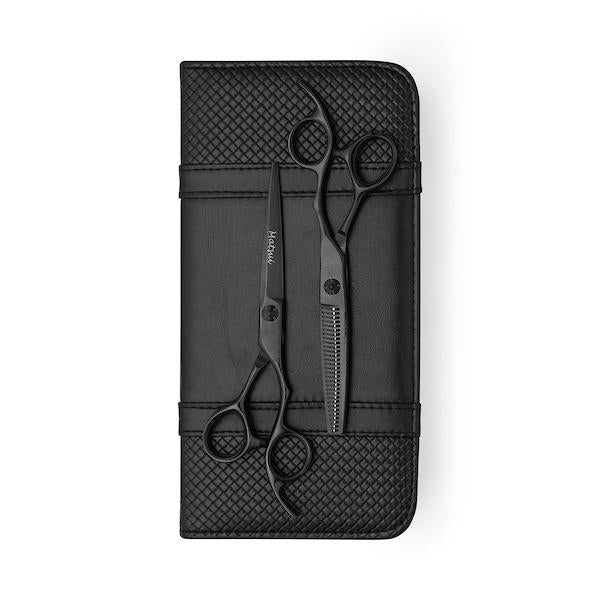 Kit Matsui Damascus Forbici e Forbici Per Sfoltire Nero Opaco - Collezione 2024