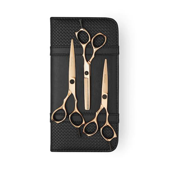 kit 3 forbici matsui precision oro rosa finiture nero opaco